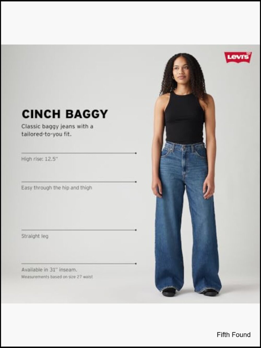 High Rise Baggy Jeans Straight Leg Cotton Non Stretch - Picture 5 of 6
